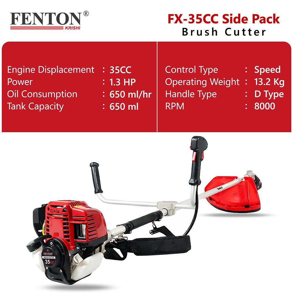 Thumbnail: FENTON Krishi 35CC 4 Stroke Side Pack Brush Cutter for Grass & Weed Cutting
