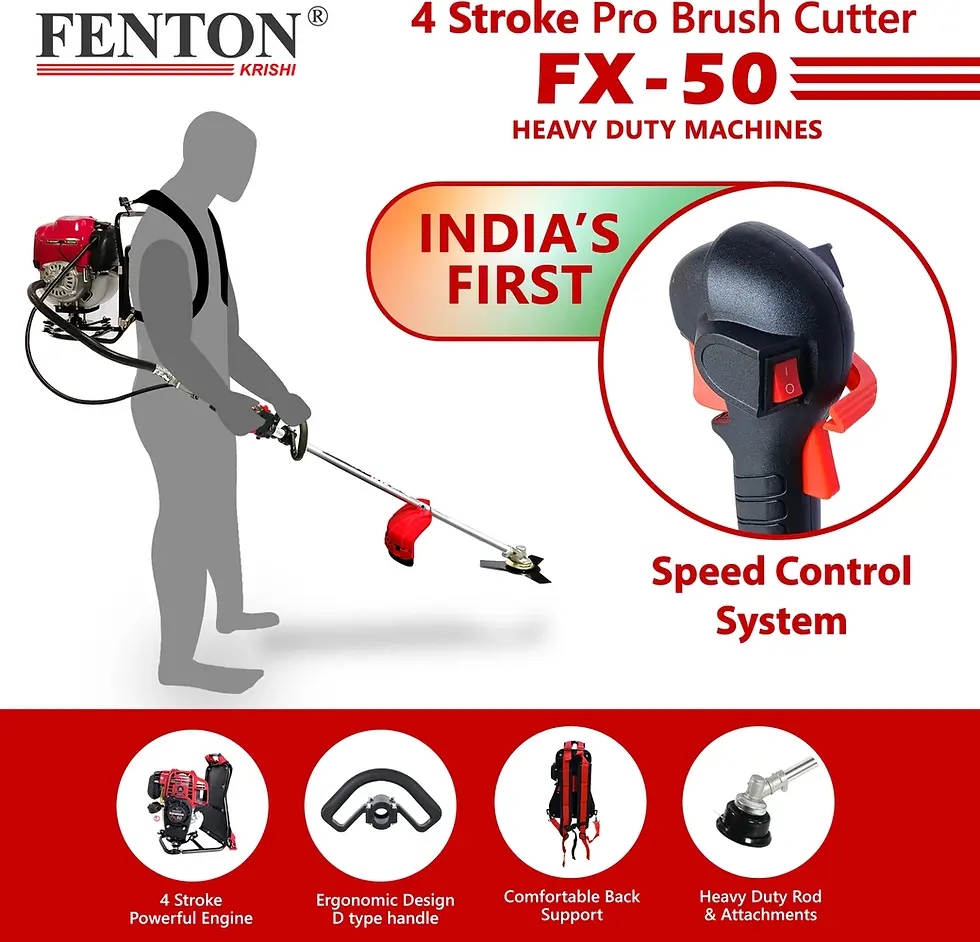 Thumbnail: Fenton Krishi FX50 Pro Back Pack 4 Stroke Brush Cutter Tiller