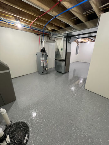Epoxy flooring for basement furnace room