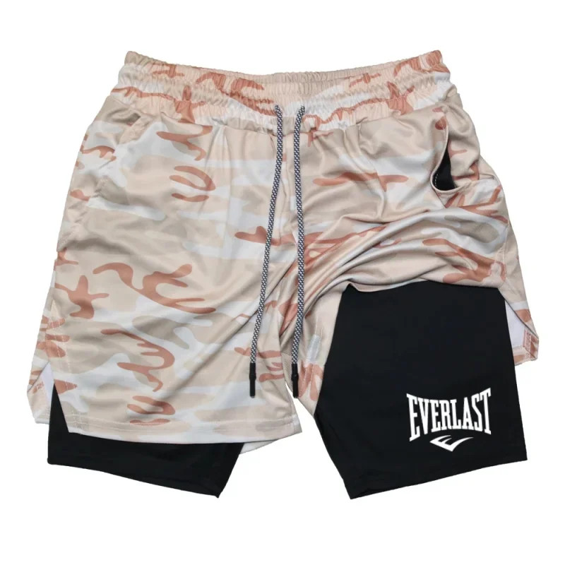 Thumbnail: Men's Compression Gym Shorts EVERLAST Printed Sports Pants, Double Layered,