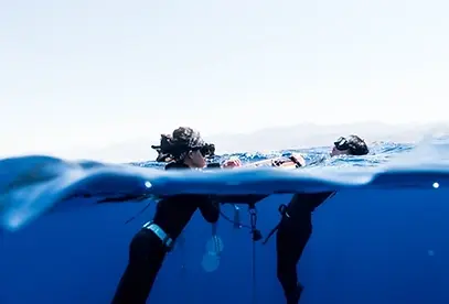 Divers during a freediving pan training session at Freedive Israel