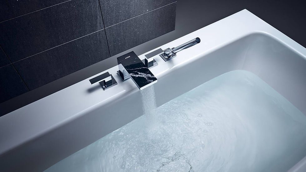 AXOR MyEdition luxury German made tapware on a bathtub.