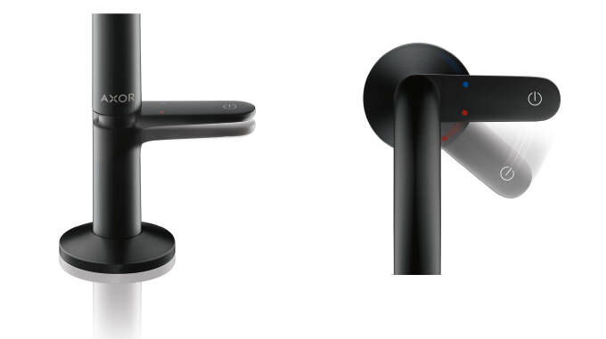 Matte black AXOR One faucet by Barber Osgerby.