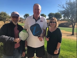 Bill Miller with New Pickleballers, Jim and Sandy 2019