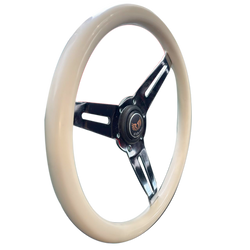 VOLANTE CLASICO 14 MADERA CROMADO BLANCO LATERAL