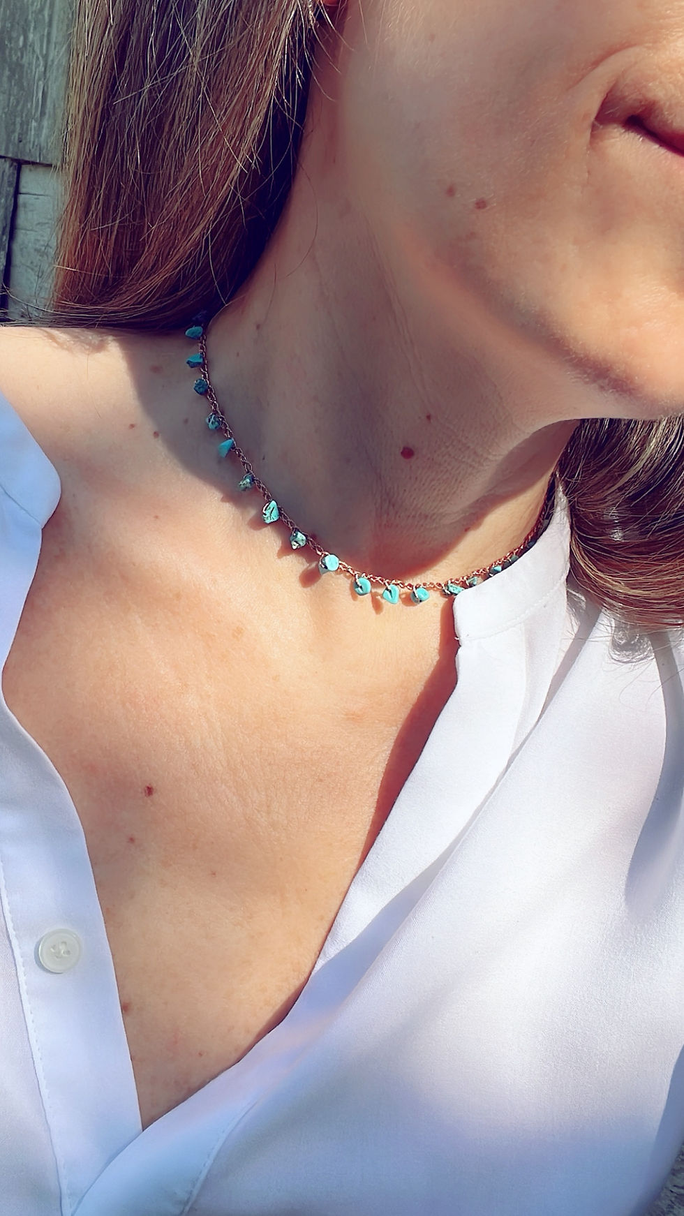 Miniatura: Girocollo Choker Turchese Naturale