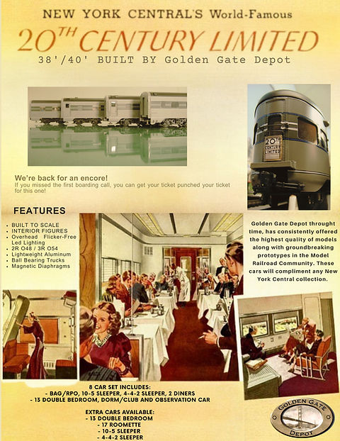 Golden Gate Depot O Scale 1938/1940 NYC 20th Century Limited Train