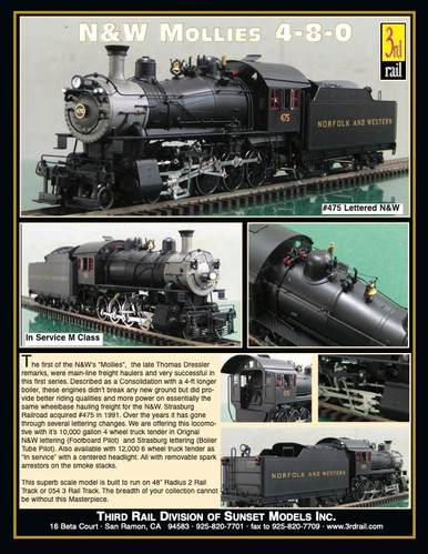Sunset Models 3rd Rail O Scale 2 & 3 Rail Norfolk & Western