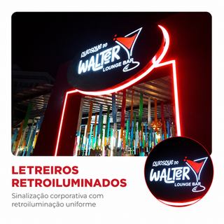 Letreiro retroiluminado com iluminação em LED para fachada