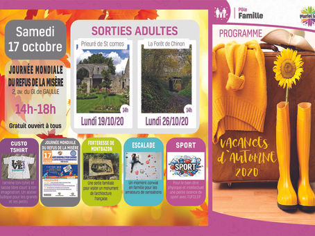 PROGRAMME DES SORTIES FAMILLE DES VACANCES D'AUTOMNE