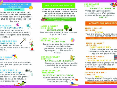 Le programme des vacances pour les familles!