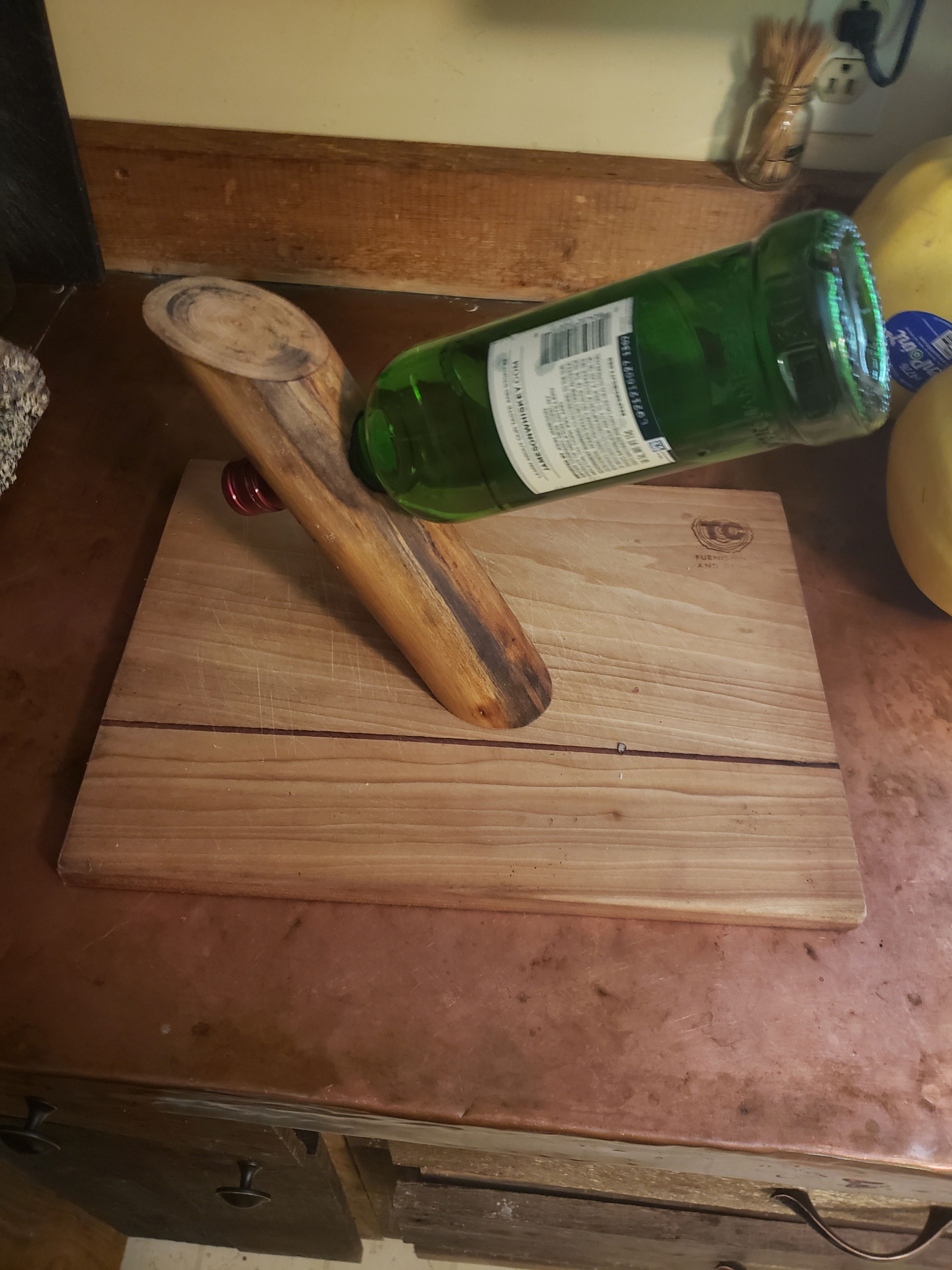 Rustic floating wine holder