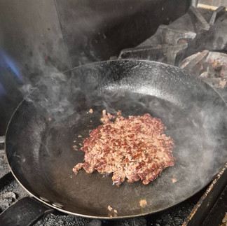 burger patty cooking