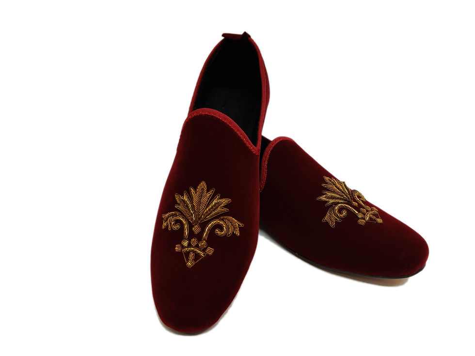Thumbnail: Cherry Red Hand Embroidery Shoes For Men & Boys Customizable6002