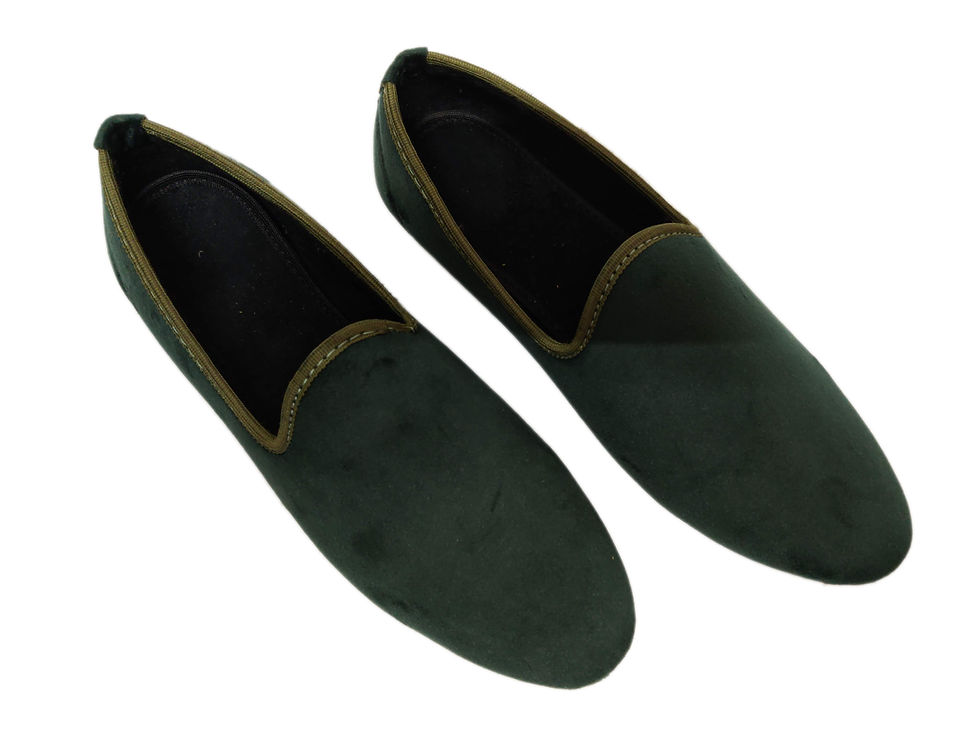 Thumbnail: Olive Green Color Velvet Loafer Style Slip-on For Men