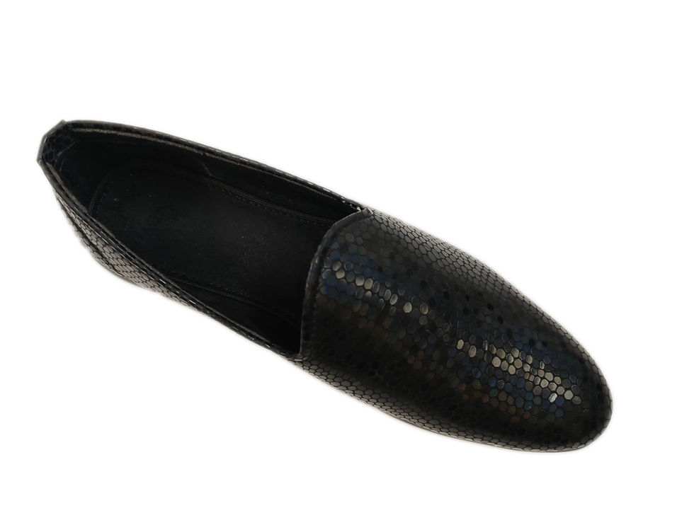 Thumbnail: Black Kaleidoscopic Textured Rexine Artificial Leather Shoes for Men