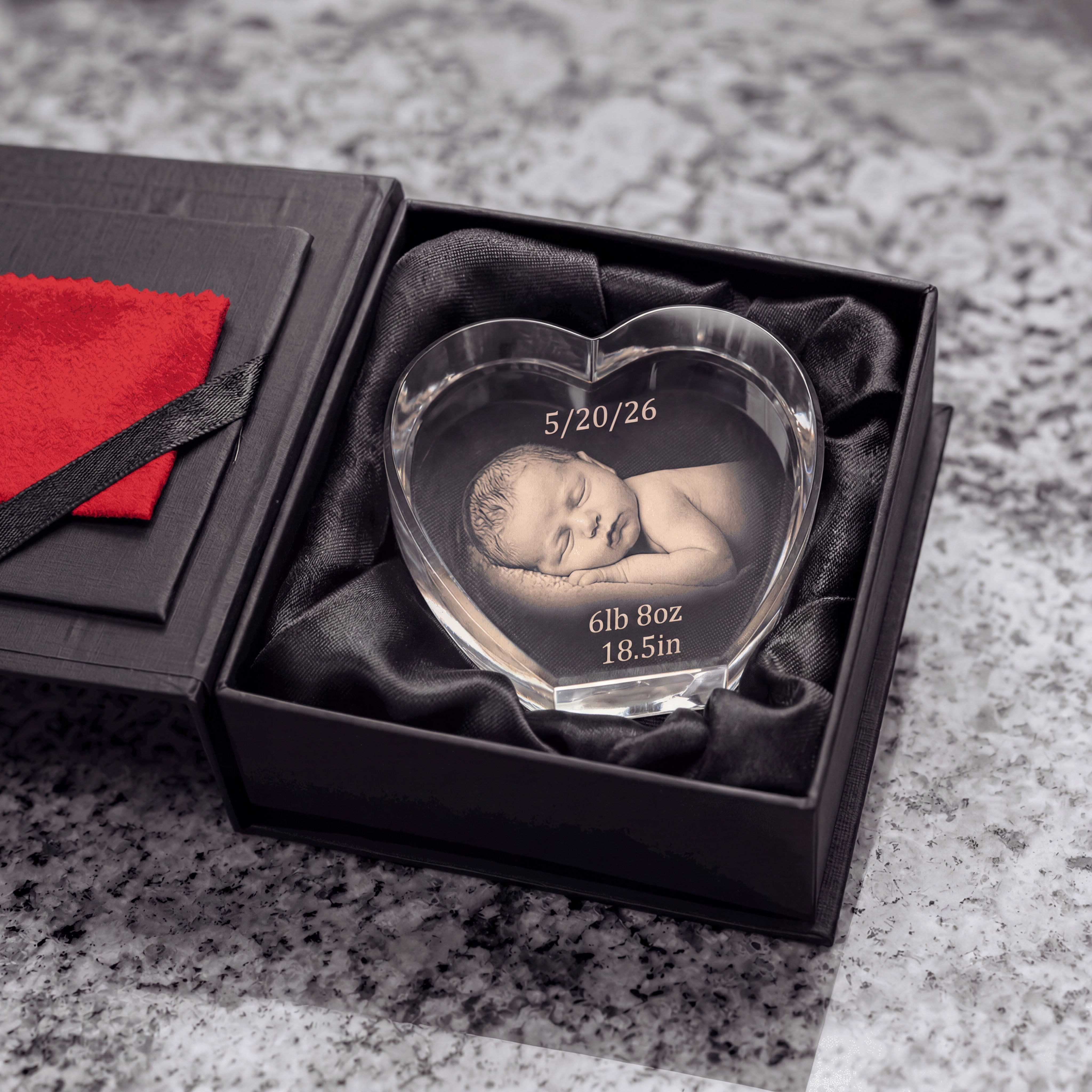 Heart Shaped 3D Crystal and Lighted Base