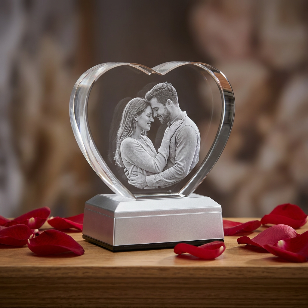 3D Crystal and Lighted Base