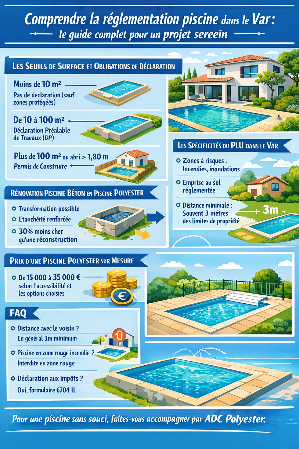 Réglementation piscine Var : PLU et déclarations de travaux