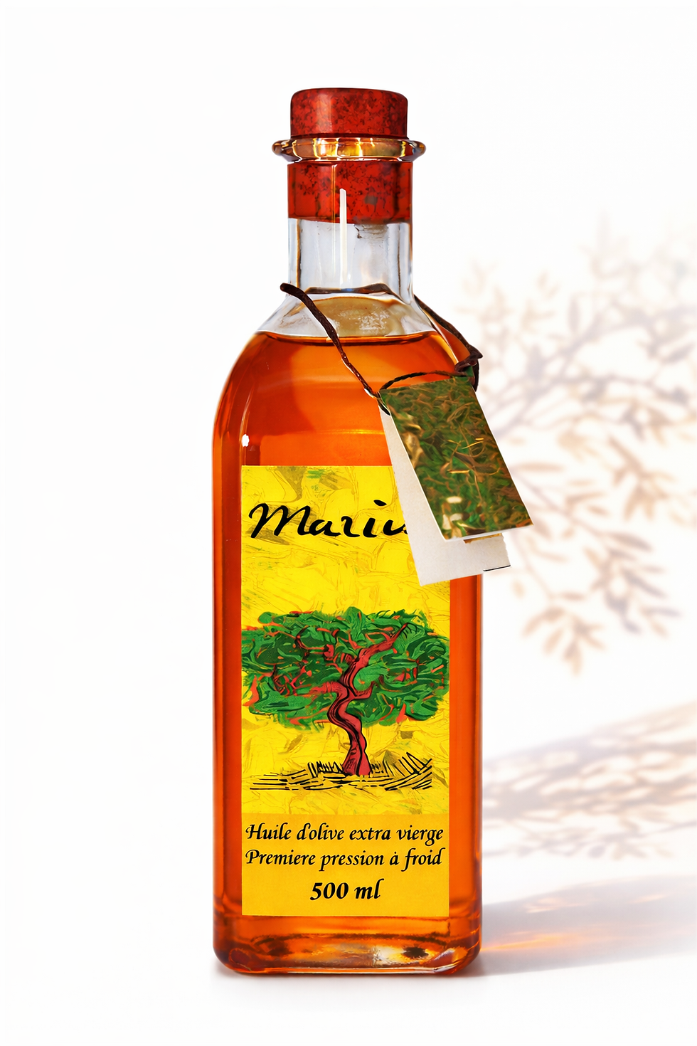  Création du logo Marius et du packaging pour la bouteille d'huile d'olive de Provence.
