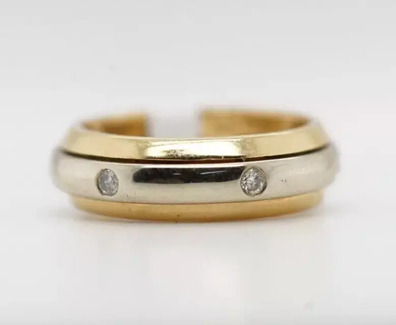0.30ct Diamond & 18ct White & Yellow Gold Spinner Ring Size M -7.5g RRP £2295