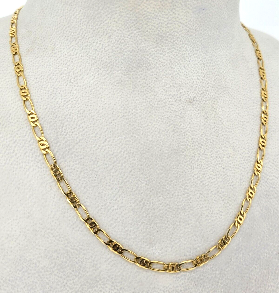 Solid 9ct Gold 3mm Fancy Figaro Chain 9.3g 18Inch UK Hallmark