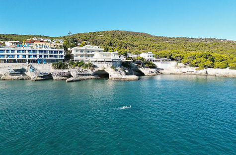 Looking hotel panorama from the sea