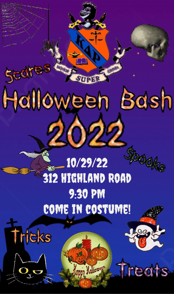 Kappa Delta Rho Beta Halloween party advertisement