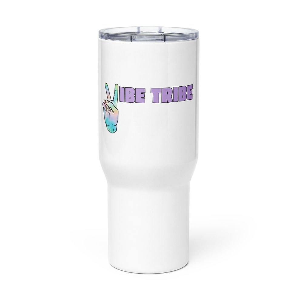 Thumbnail: Vibe Tribe travel mug with a handle