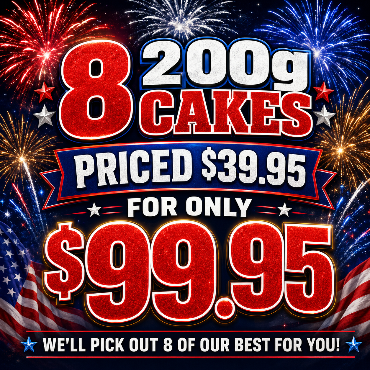 8 - 200g Cakes Priced $39.95 for $99.95