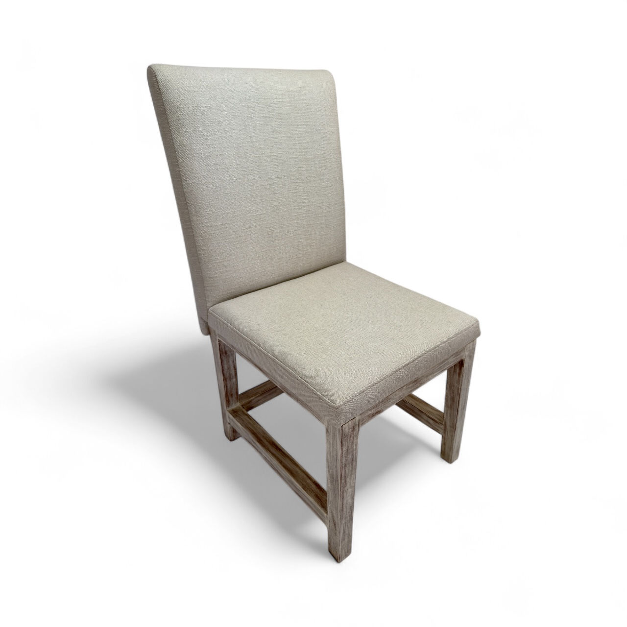 White Fabric Chair Wood Sapele