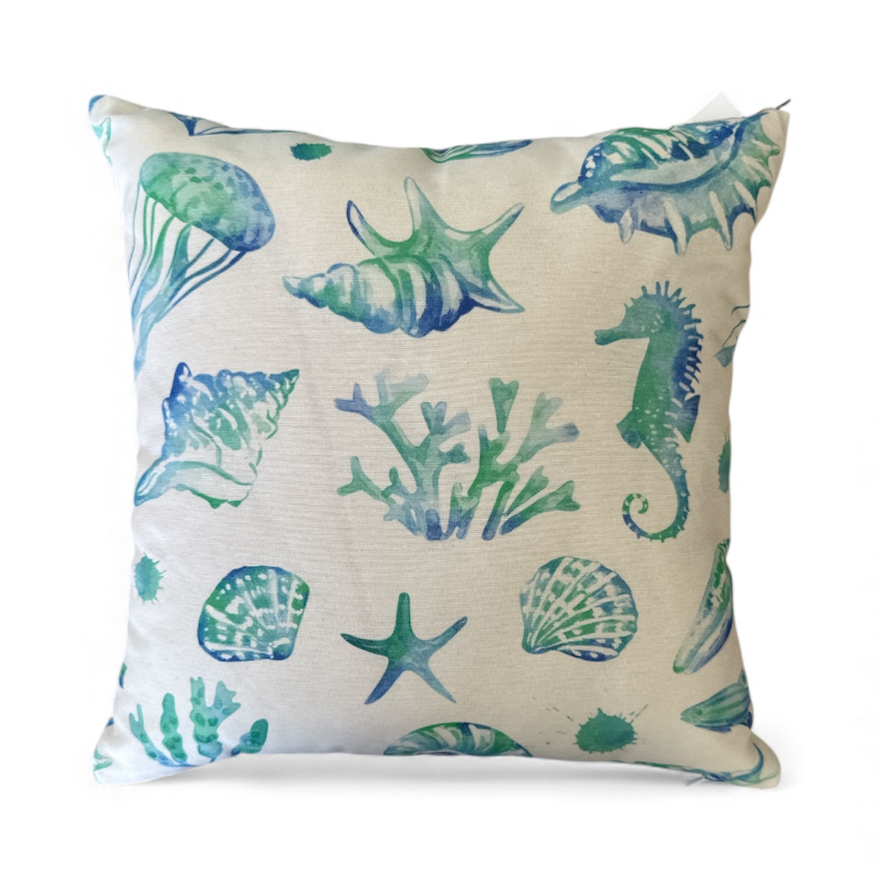 White with Aqua Coral Print