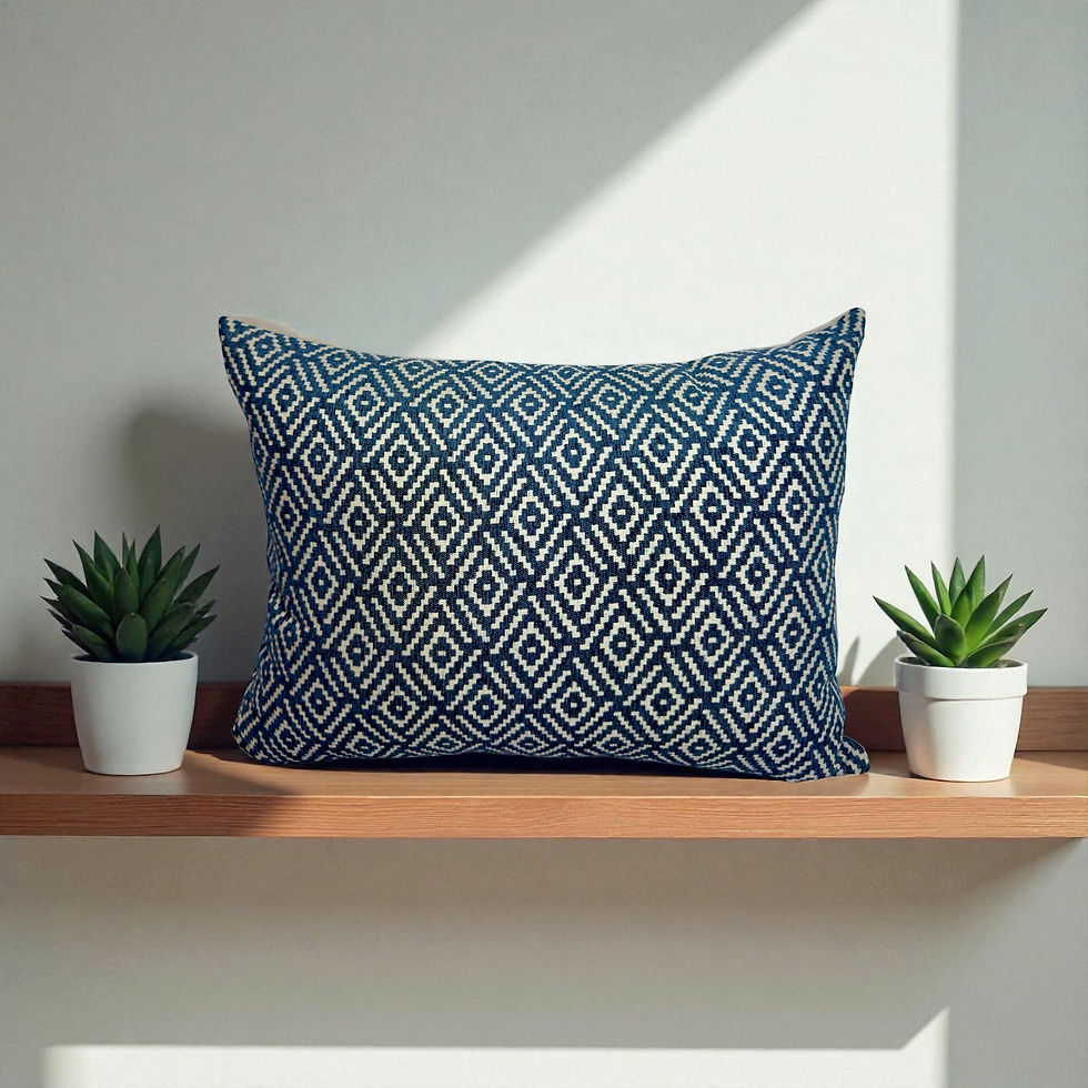 Thumbnail: White & Navy Blue Diamond Print