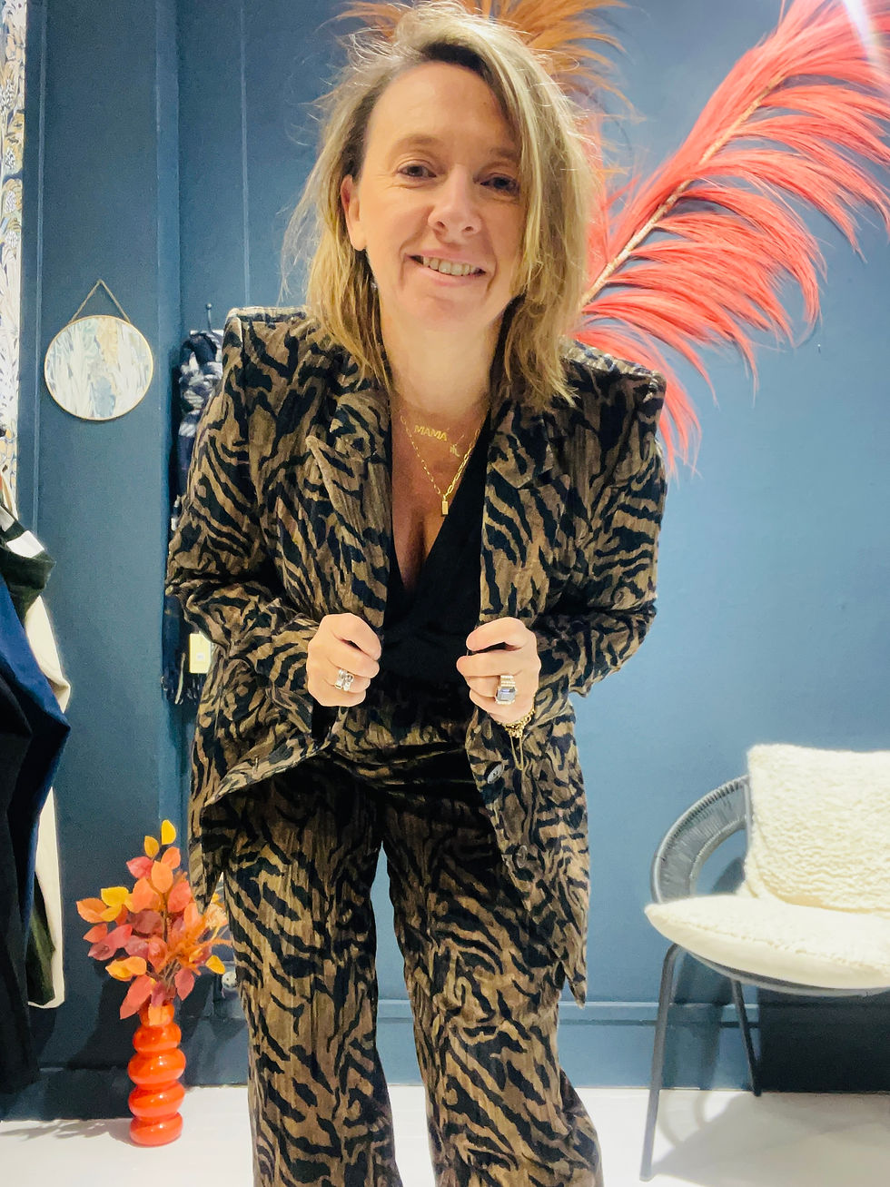 Veste imprimée animal chic et élégante pour femme, coupe structurée