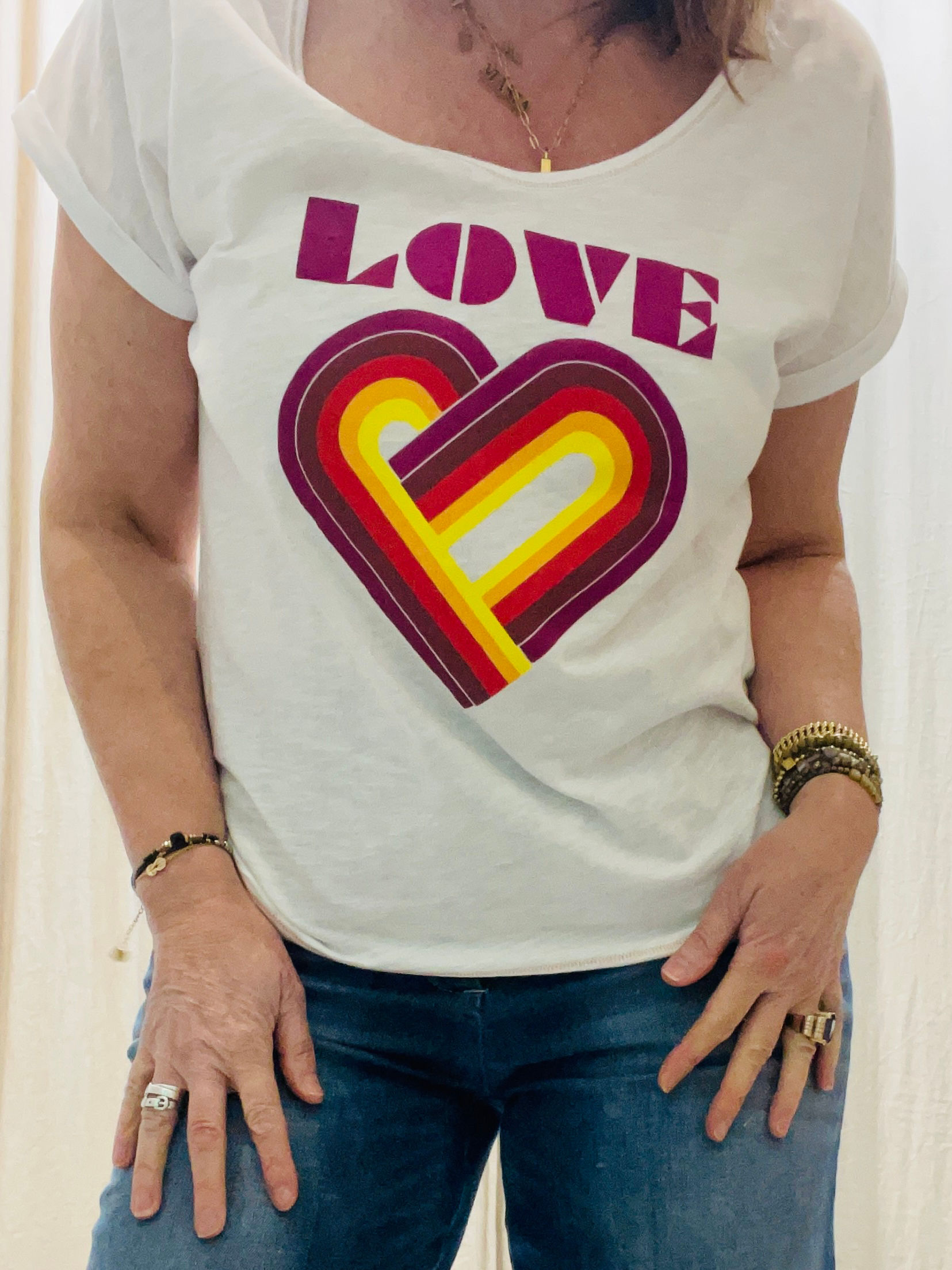 t-shirt KAREN My Hello Joy blanc col V