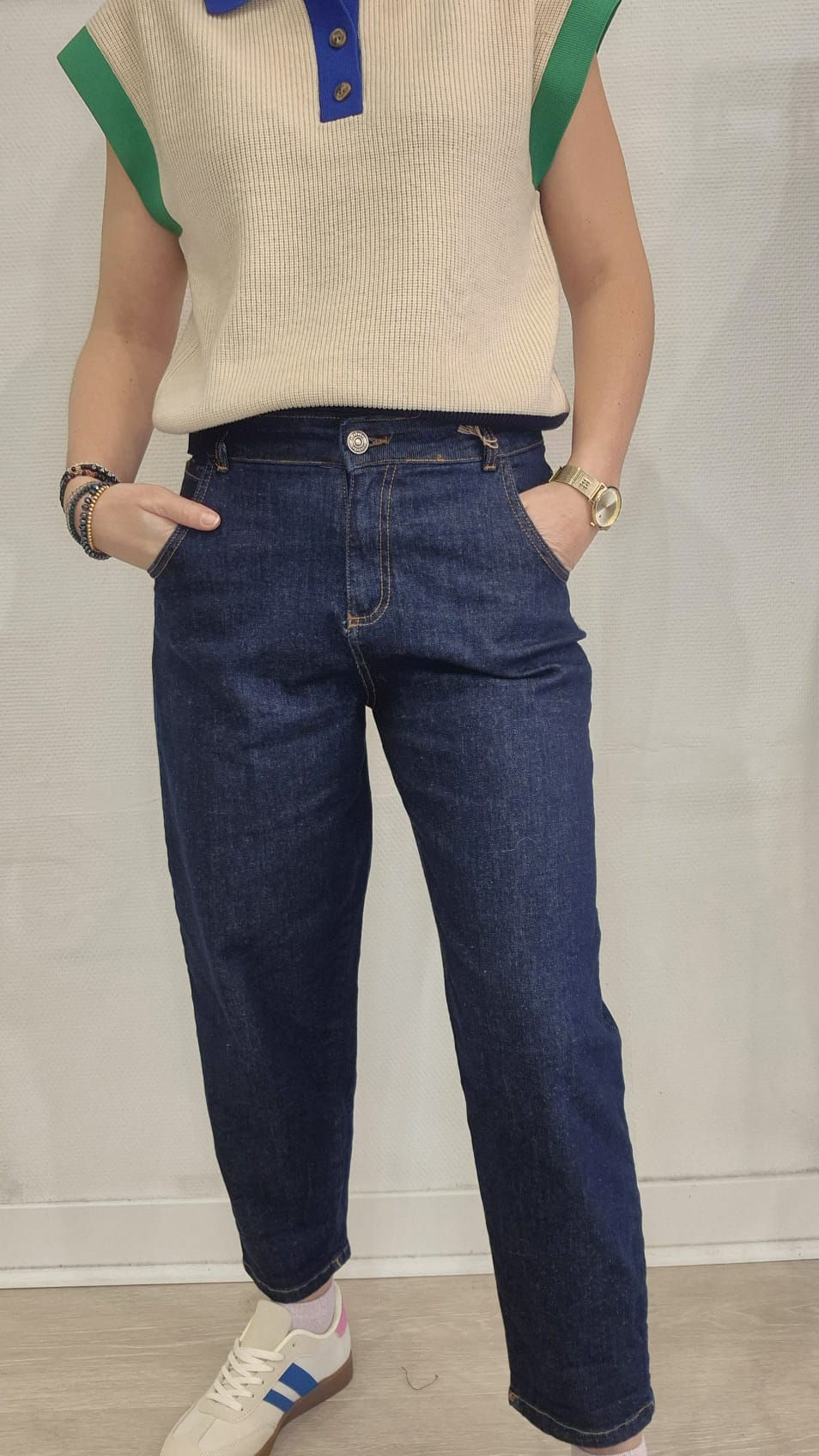 Jean PISE coupe mom denim brut femme