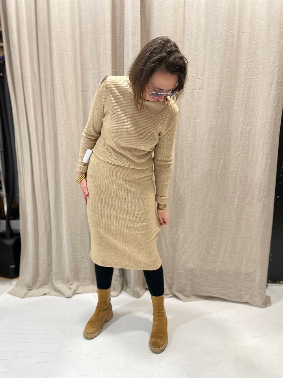 Miniature : TOP COL ROULE BEIGE - SEE THE MOON