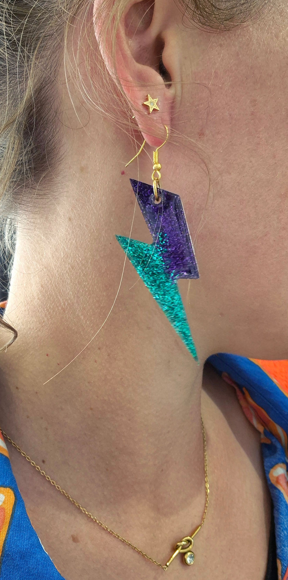 Miniature : boucles d'oreilles résine paillettes