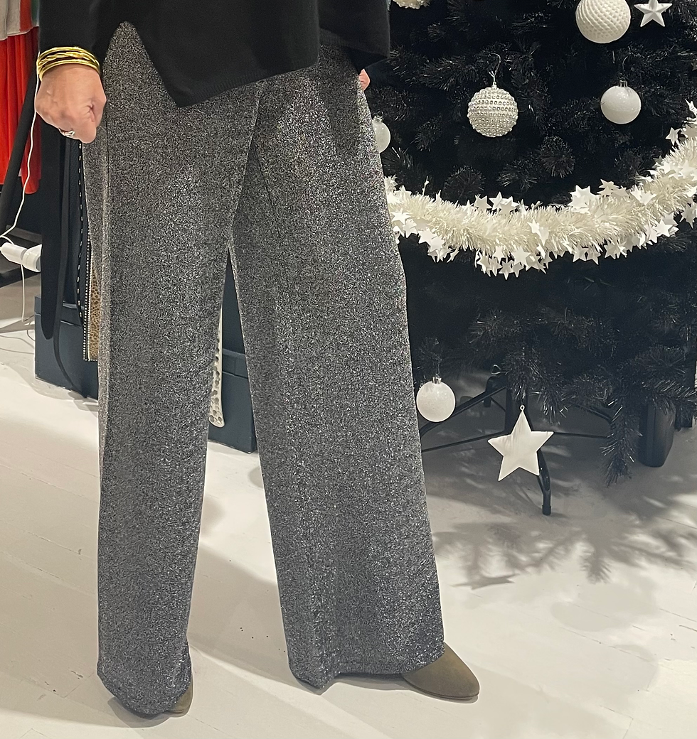 Miniature : PAILLETTES - PANTALON LARGE PAILLETTES ARGENTE