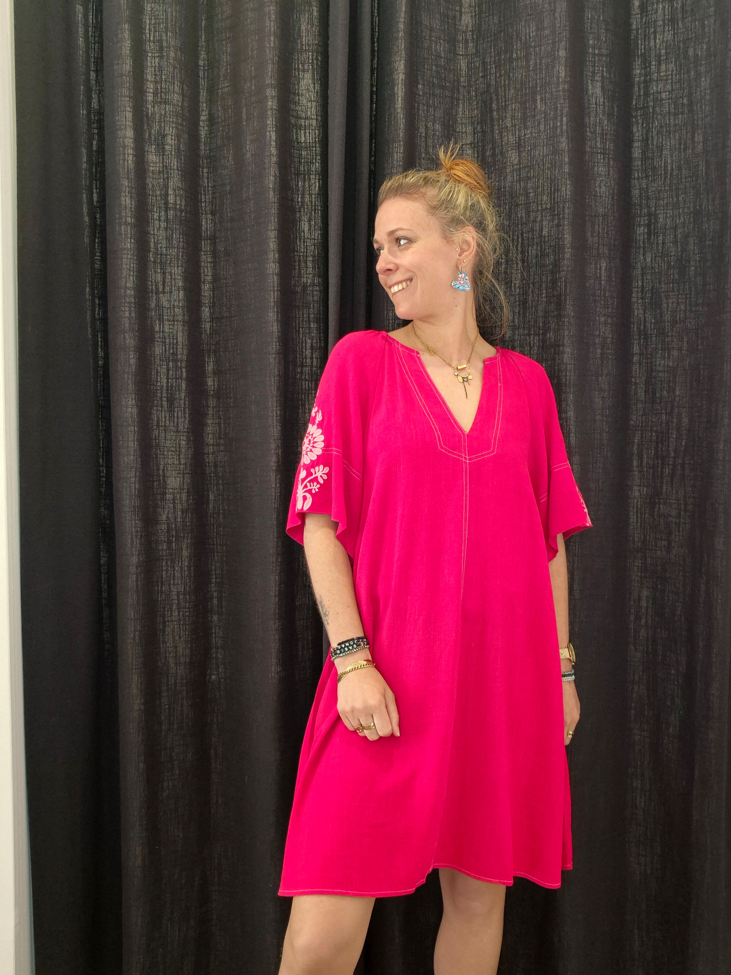 ROBE BRODERIE FRAMBOISE- ORFEO