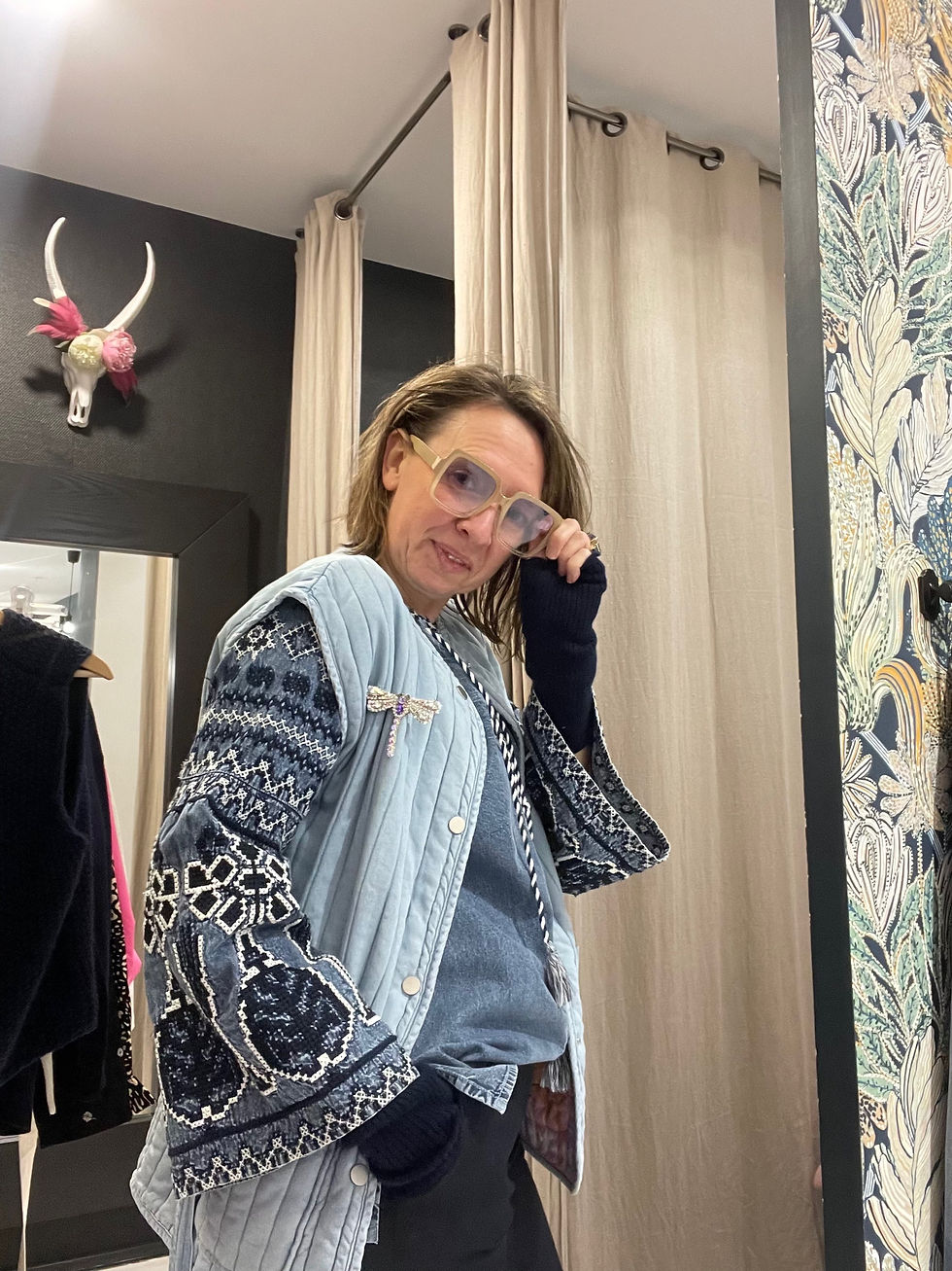 Miniature : BLOUSE JEAN MANCHES BRODEES - STUDIO PARISIEN