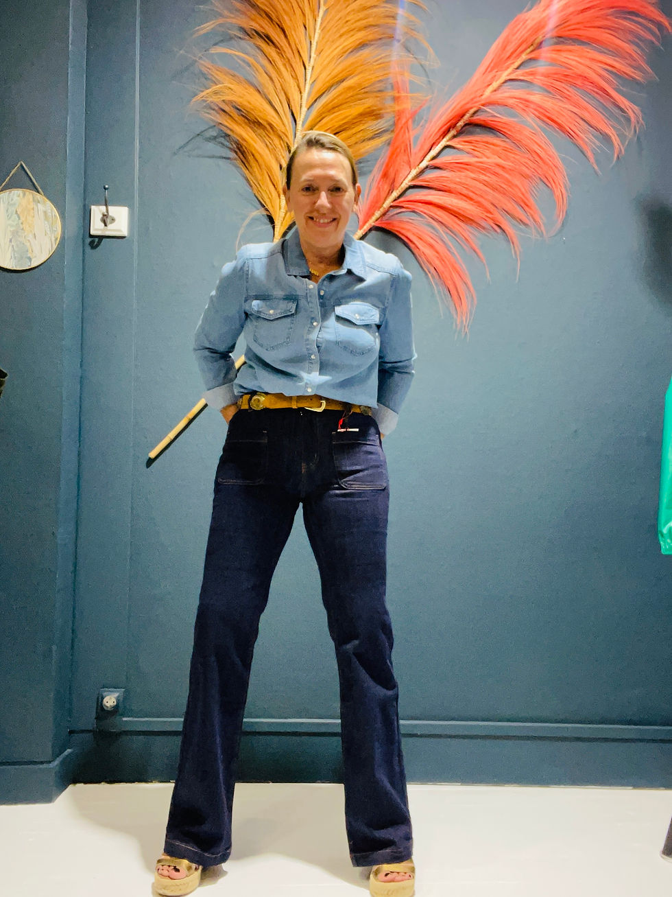 Jean Sonny coupe évasée côté et dos SHEIN TEMU