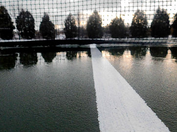 Rainy Tennis Court with trees photo