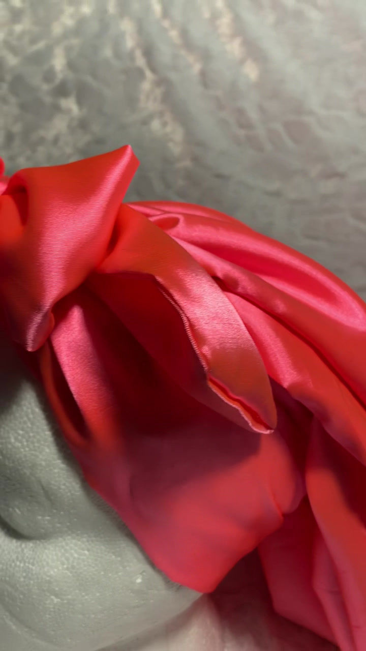 Thumbnail: Infrared Pink Satin Bonnet Wrap