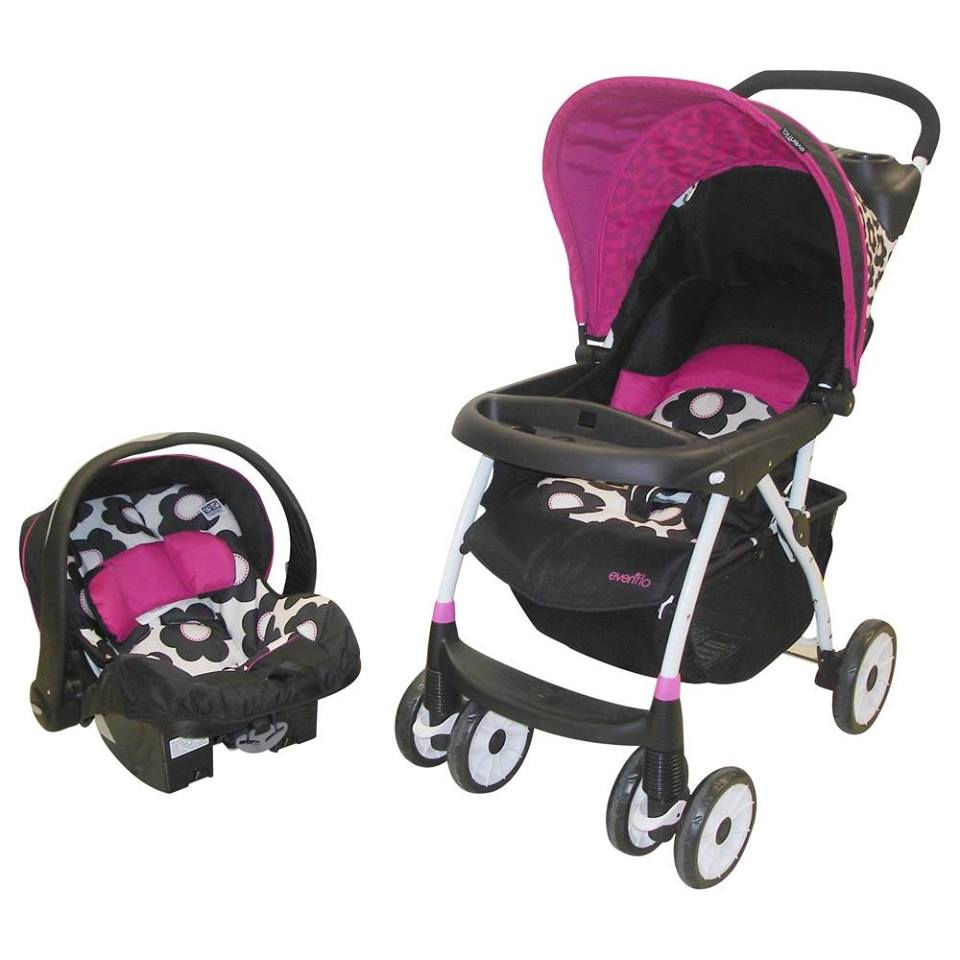 Carreola y portabebé rosa-negro