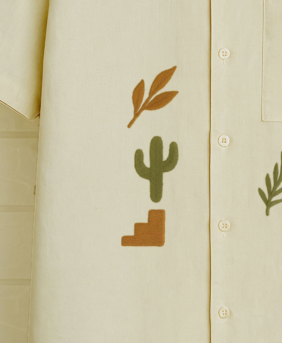 Thumbnail: Cactus and leaf embroidery