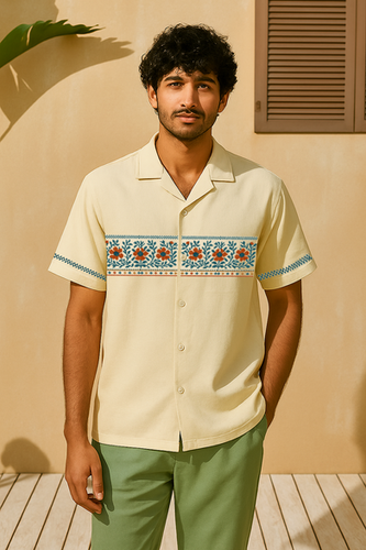 MEGA OVER SHIRT EMBROIDERY / off white