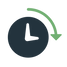 Clock with an arrow going a quarter-around icon
