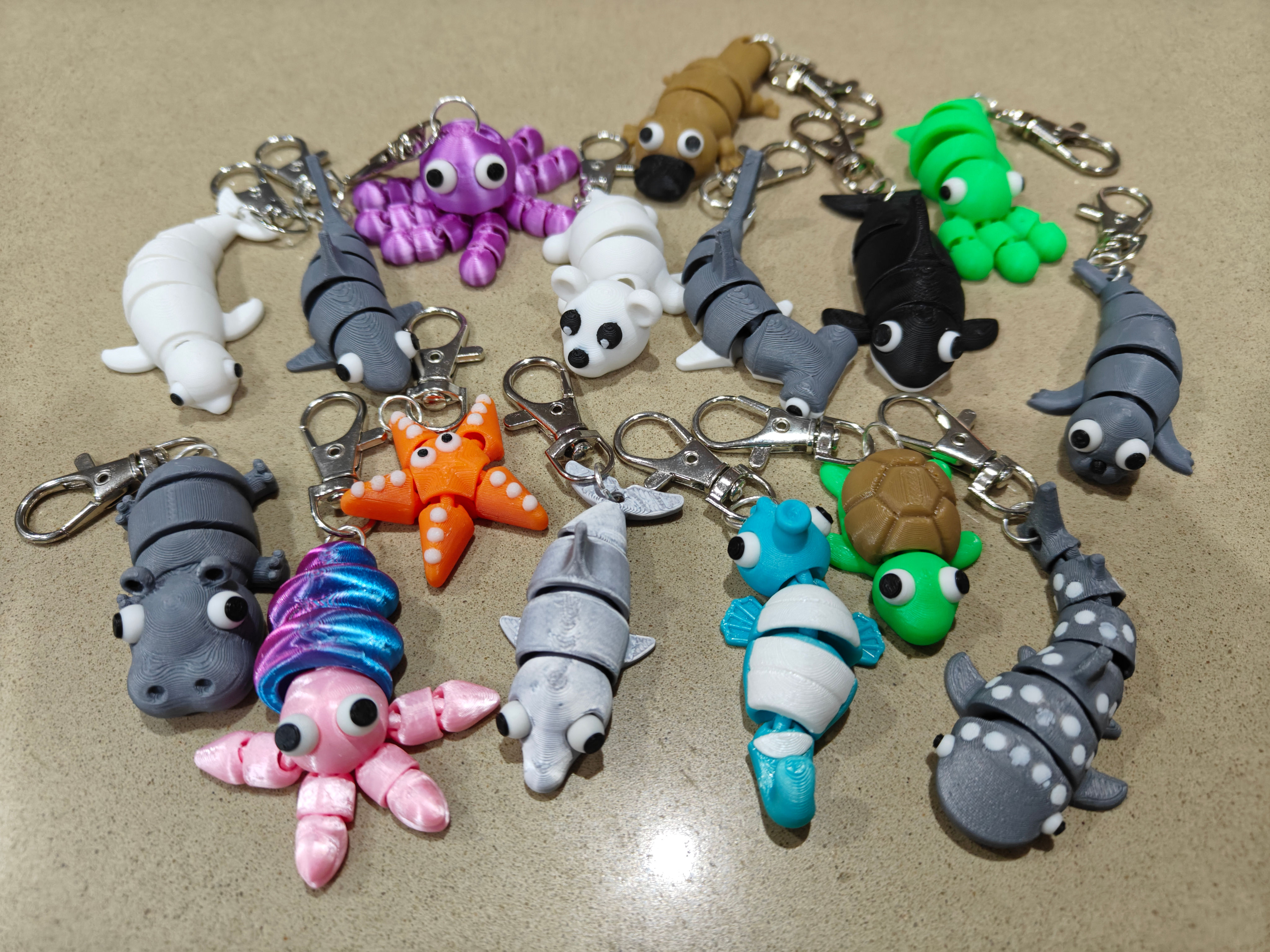 Flexi Articulated Sea Creatures Keyrings