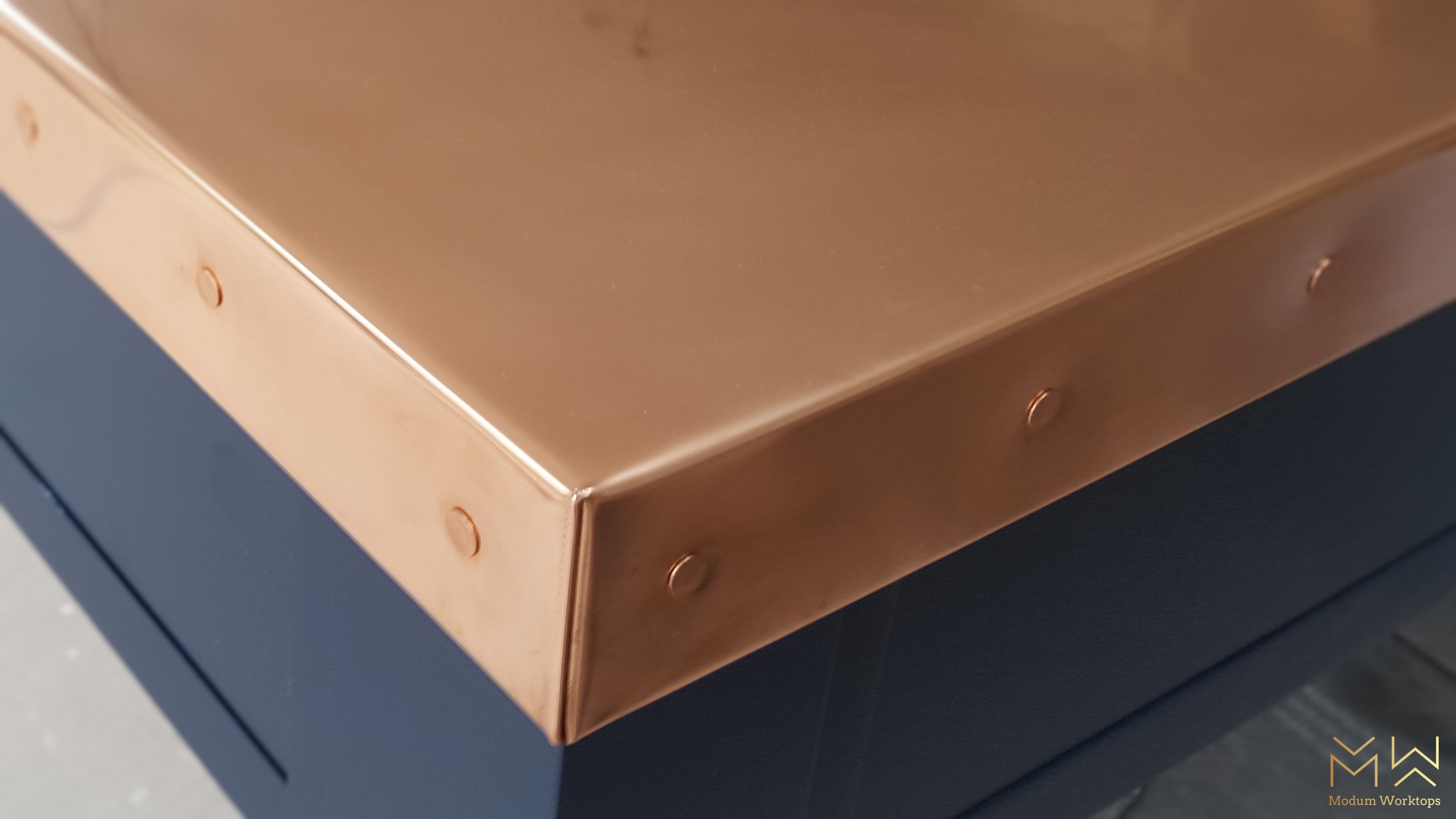 Copper studded worktop